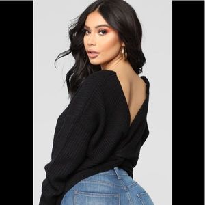 Black open back sweater New